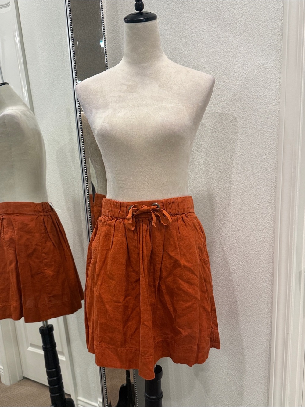 J. Crew Rust Orange Linen Drawstring Skirt NWT